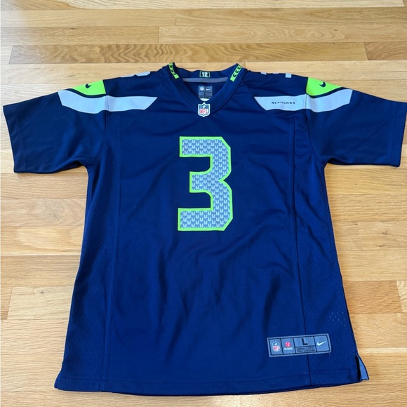 Navy Russell Wilson Seattle Seahawks Nike jersey Youth large NFL Seahawks - Picture 2 of 10